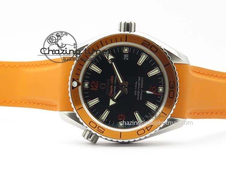 0516 Breathable Planet Ocean SS Bp Maker 45mm Orange Bezel On Orange Rubber Strap A 8221
